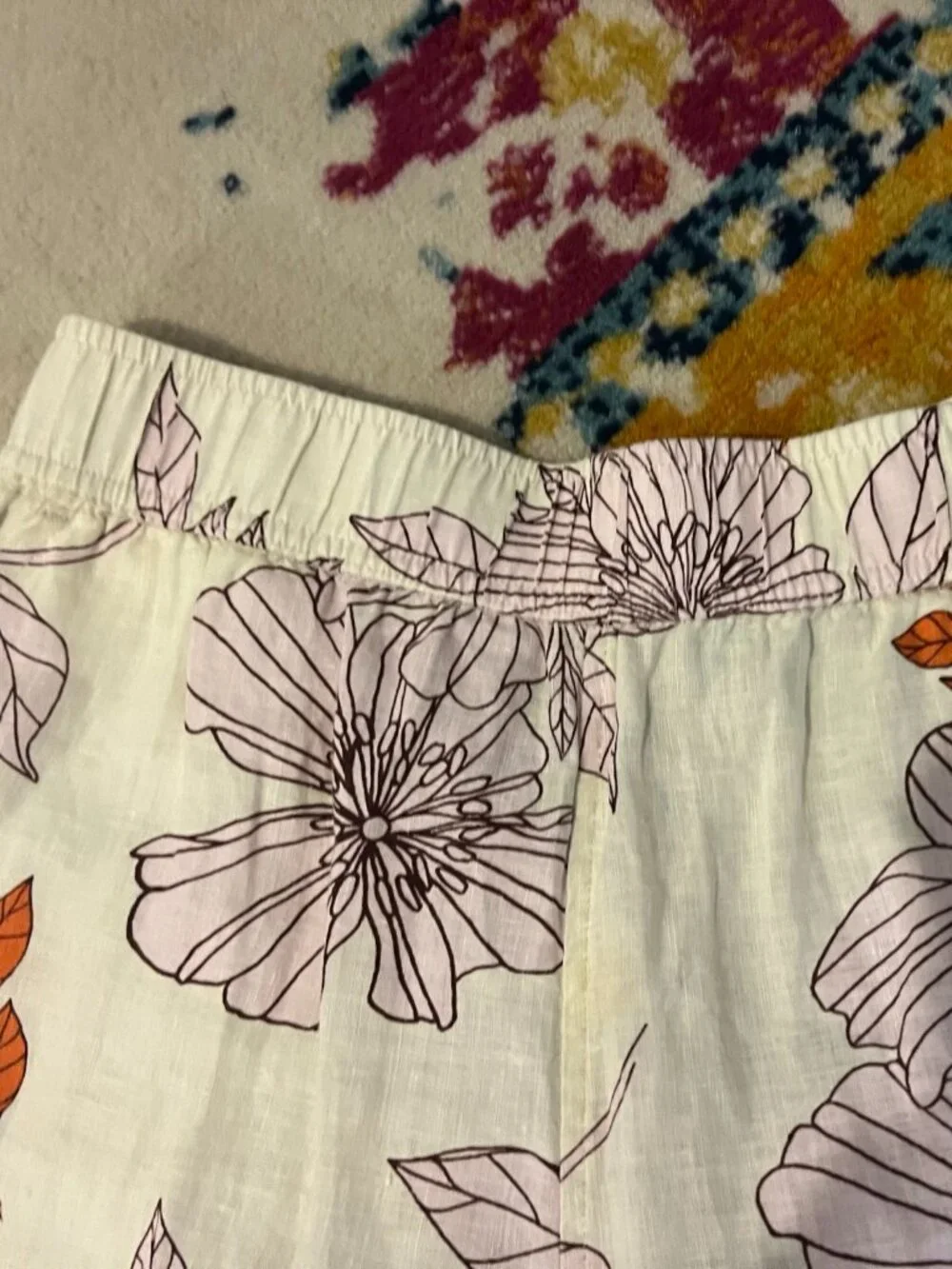 Rachel Roy 100% Linen Floral Wide Leg Pants Size L - Picture 5 of 5